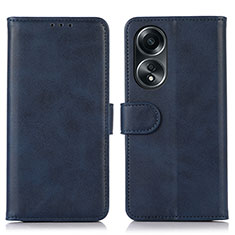 Leather Case Stands Flip Cover Holder N08P for Oppo A18 Blue