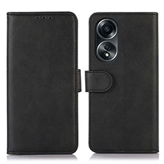 Leather Case Stands Flip Cover Holder N08P for Oppo A78 5G Black