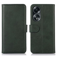 Leather Case Stands Flip Cover Holder N08P for Oppo A78 5G Green