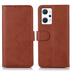 Leather Case Stands Flip Cover Holder N08P for Oppo Reno7 A Brown