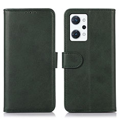 Leather Case Stands Flip Cover Holder N08P for Oppo Reno7 A Green