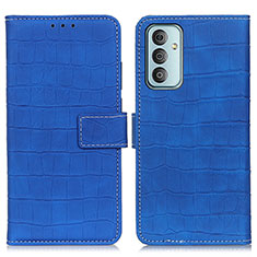 Leather Case Stands Flip Cover Holder N08P for Samsung Galaxy M13 4G Blue