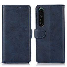 Leather Case Stands Flip Cover Holder N08P for Sony Xperia 1 IV SO-51C Blue