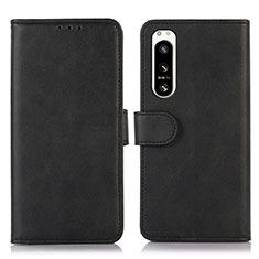 Leather Case Stands Flip Cover Holder N08P for Sony Xperia 5 IV Black
