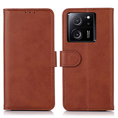 Leather Case Stands Flip Cover Holder N08P for Xiaomi Mi 13T 5G Brown