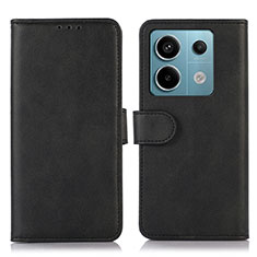 Leather Case Stands Flip Cover Holder N08P for Xiaomi Redmi Note 13 Pro 5G Black