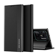 Leather Case Stands Flip Cover Holder Q01H for Xiaomi Redmi 10C 4G Black