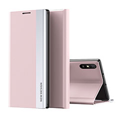 Leather Case Stands Flip Cover Holder Q01H for Xiaomi Redmi 9A Rose Gold