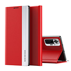 Leather Case Stands Flip Cover Holder Q01H for Xiaomi Redmi Note 10 Pro Max Red