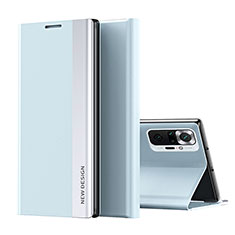 Leather Case Stands Flip Cover Holder Q01H for Xiaomi Redmi Note 10 Pro Max Sky Blue