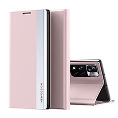 Leather Case Stands Flip Cover Holder Q01H for Xiaomi Redmi Note 11 Pro+ Plus 5G Rose Gold