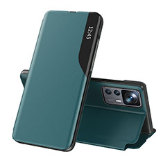 Leather Case Stands Flip Cover Holder Q02H for Xiaomi Mi 12T 5G Green