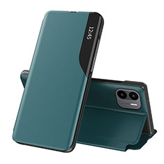 Leather Case Stands Flip Cover Holder Q02H for Xiaomi Poco C51 Green