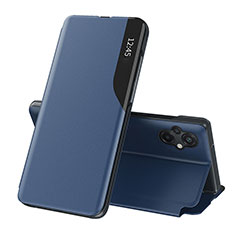 Leather Case Stands Flip Cover Holder Q02H for Xiaomi Poco M5 4G Blue