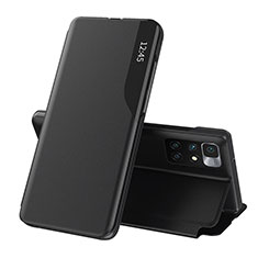 Leather Case Stands Flip Cover Holder Q02H for Xiaomi Redmi 10 4G Black