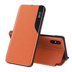 Leather Case Stands Flip Cover Holder Q02H for Xiaomi Redmi 9AT Orange