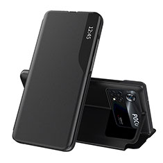 Leather Case Stands Flip Cover Holder Q02H for Xiaomi Redmi Note 11E Pro 5G Black