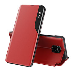 Leather Case Stands Flip Cover Holder Q02H for Xiaomi Redmi Note 9 Pro Max Red