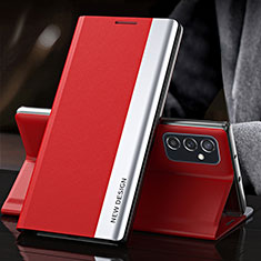 Leather Case Stands Flip Cover Holder Q03H for Samsung Galaxy M52 5G Red