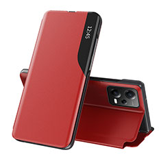 Leather Case Stands Flip Cover Holder Q03H for Xiaomi Redmi Note 12 5G Red