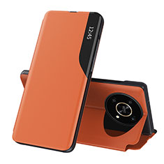 Leather Case Stands Flip Cover Holder QH1 for Huawei Honor Magic4 Lite 5G Orange