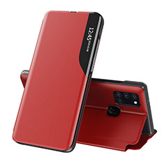 Leather Case Stands Flip Cover Holder QH1 for Samsung Galaxy A21s Red