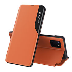 Leather Case Stands Flip Cover Holder QH1 for Samsung Galaxy A81 Orange