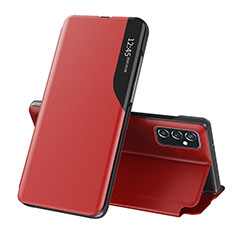 Leather Case Stands Flip Cover Holder QH1 for Samsung Galaxy F23 5G Red