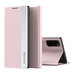 Leather Case Stands Flip Cover Holder QH1 for Samsung Galaxy S20 Plus 5G Pink