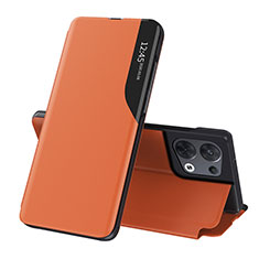 Leather Case Stands Flip Cover Holder QH1 for Xiaomi Redmi Note 13 Pro 5G Orange