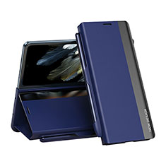 Leather Case Stands Flip Cover Holder QH2 for Oppo Find N3 5G Blue