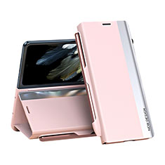 Leather Case Stands Flip Cover Holder QH2 for Oppo Find N3 5G Pink