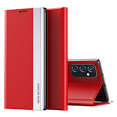 Leather Case Stands Flip Cover Holder QH2 for Samsung Galaxy F23 5G Red