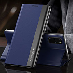 Leather Case Stands Flip Cover Holder QH2 for Samsung Galaxy S20 Plus Blue