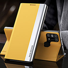 Leather Case Stands Flip Cover Holder QH3 for Samsung Galaxy M31 Prime Edition Yellow
