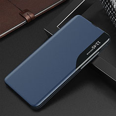 Leather Case Stands Flip Cover Holder QH3 for Samsung Galaxy M60s Blue