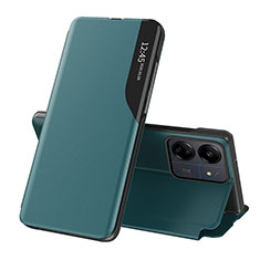 Leather Case Stands Flip Cover Holder QH3 for Xiaomi Poco C65 Green