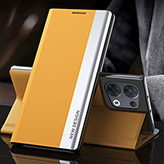 Leather Case Stands Flip Cover Holder QH4 for Xiaomi Redmi Note 13 Pro 5G Yellow