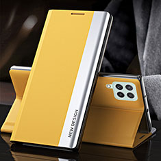 Leather Case Stands Flip Cover Holder QH5 for Samsung Galaxy M33 5G Yellow