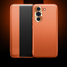 Leather Case Stands Flip Cover Holder QK1 for Huawei Nova 10 Orange