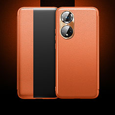 Leather Case Stands Flip Cover Holder QK1 for Huawei Nova 9 Pro Orange