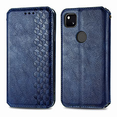 Leather Case Stands Flip Cover Holder S01D for Google Pixel 4a Blue