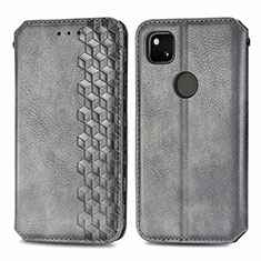 Leather Case Stands Flip Cover Holder S01D for Google Pixel 4a Gray