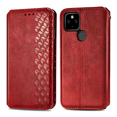 Leather Case Stands Flip Cover Holder S01D for Google Pixel 5 Red