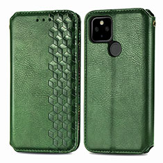 Leather Case Stands Flip Cover Holder S01D for Google Pixel 5 XL 5G Green