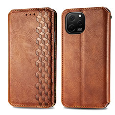 Leather Case Stands Flip Cover Holder S01D for Huawei Enjoy 50z Brown