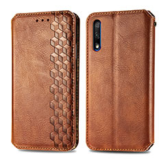 Leather Case Stands Flip Cover Holder S01D for Huawei Honor 9X Brown