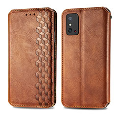 Leather Case Stands Flip Cover Holder S01D for Huawei Honor X10 Max 5G Brown
