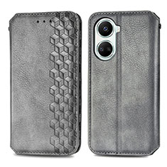 Leather Case Stands Flip Cover Holder S01D for Huawei Nova 10 SE Gray