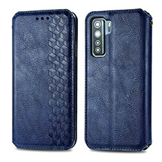 Leather Case Stands Flip Cover Holder S01D for Huawei Nova 7 SE 5G Blue